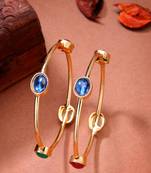  women's set of 2 gold-plated artificial stone studded bangles