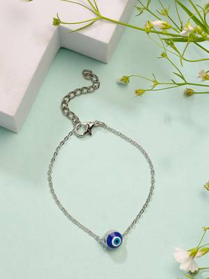  women's silver-plated evil eye link bracelet 1