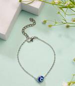 women's silver-plated evil eye link bracelet