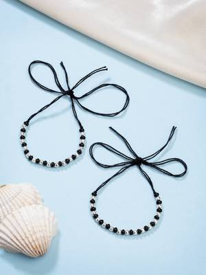  kids set of 2 rhodium-plated beaded wraparound nazariya bracelet 1
