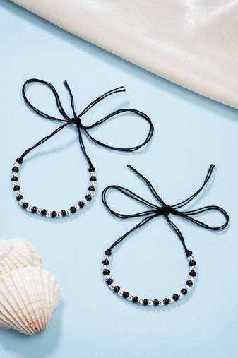  kids set of 2 rhodium-plated beaded wraparound nazariya bracelet