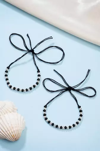  kids set of 2 rhodium-plated beaded wraparound nazariya bracelet