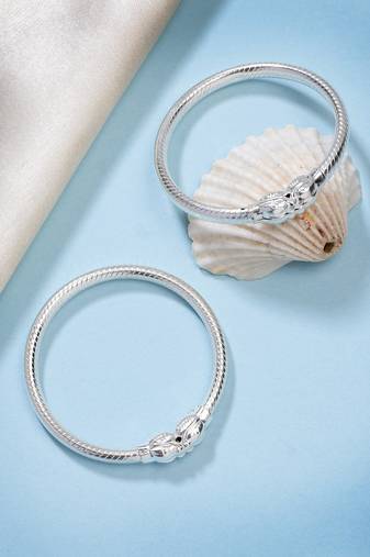  kids set of 2 silver- toned nazariya kada bracelet