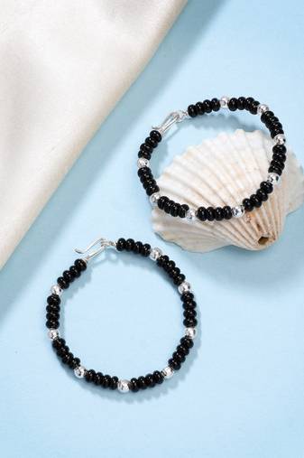  kids set of 2 rhodium-plated artificial beads nazariya link bracelet