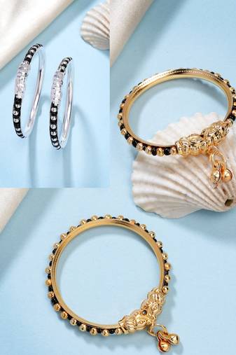  kids pair of 2 rhodium-plated artificial beads nazariya kada bracelet