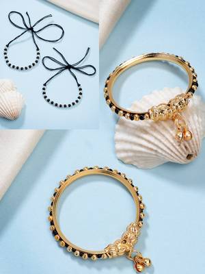  kids pair of 2 rhodium-plated artificial beads nazariya kada bracelet 1