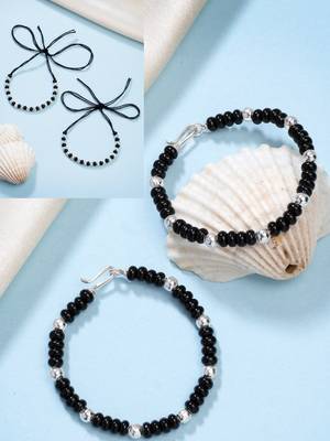  kids pair of 2 rhodium-plated artificial beads nazariya link bracelet 1