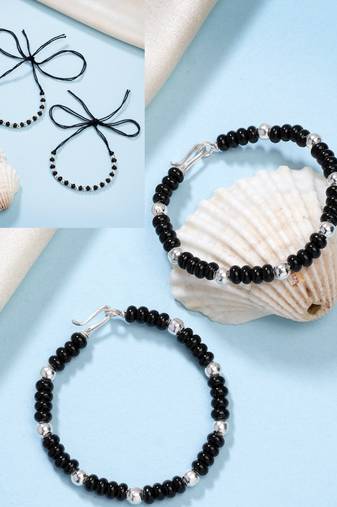  kids pair of 2 rhodium-plated artificial beads nazariya link bracelet
