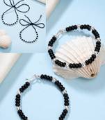 kids pair of 2 rhodium-plated artificial beads nazariya link bracelet