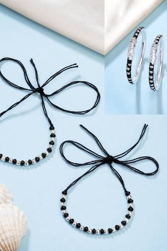  kids pair of 2 rhodium-plated artificial beads nazariya kada bracelet