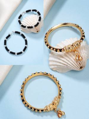  kids pair of 2 rhodium-plated artificial beads nazariya kada bracelet 1