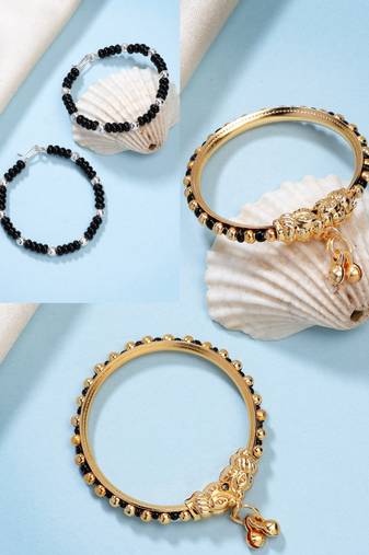  kids pair of 2 rhodium-plated artificial beads nazariya kada bracelet