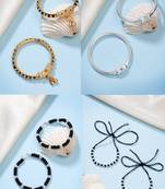 Nvr kids pair of 4 rhodium-plated artificial beads nazariya kada bracelet