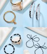  kids pair of 4 rhodium-plated artificial beads nazariya kada bracelet