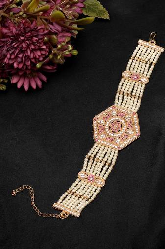  women's gold-plated cubic zirconia stone studded link bracelet
