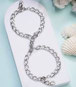  men's set of 2 silver-plated stainless steel link bracelet