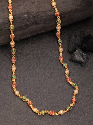  women's multi color gold-plated artificial beads chain 1