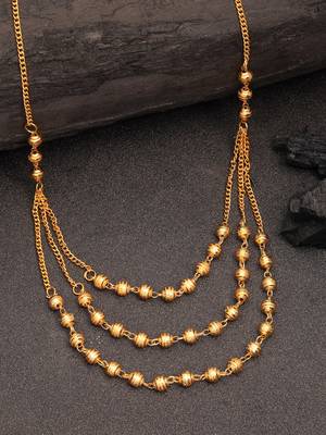  women's gold-plated artificial beads layered chain 1