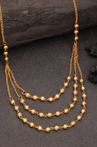  women's gold-plated artificial beads layered chain