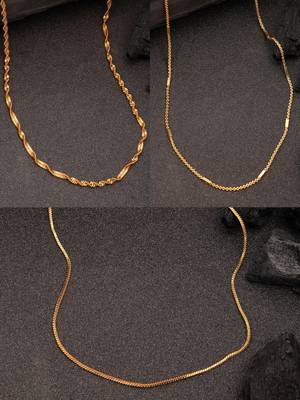  women's set of 3 gold-plated minimal chain 1