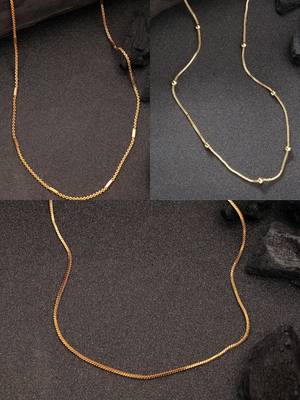  women's set of 3 gold-plated minimal chain 1