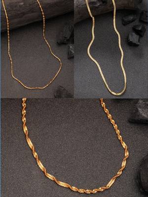  women's set of 3 gold-plated minimal chain 1