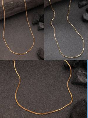  women's set of 3 gold-plated minimal chain 1