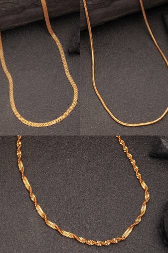  women's set of 3 gold-plated minimal chain