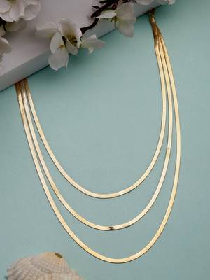Nvr women's gold-plated minimal layered chain 1