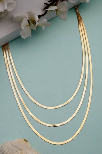 Nvr women's gold-plated minimal layered chain