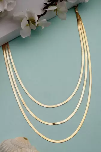 Nvr women's gold-plated minimal layered chain