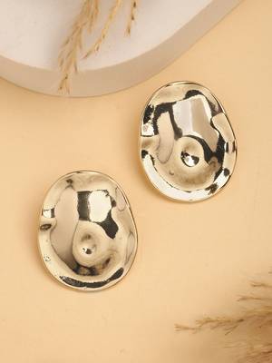  women's gold-plated oval shape studs earring 1