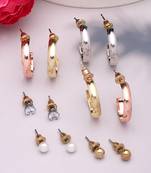  women's set of 6 rhodium-plated contemporary half hoop earrings