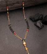  women's gold-plated artificial stones studded & beaded mangalsutra