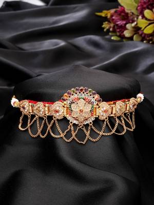  women's gold-plated cubic zirconia stone studded rajputi choker necklace 1