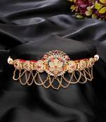  women's gold-plated cubic zirconia stone studded rajputi choker necklace