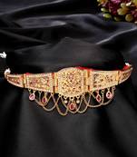 Nvr women's gold-plated cubic zirconia stone studded rajputi choker necklace