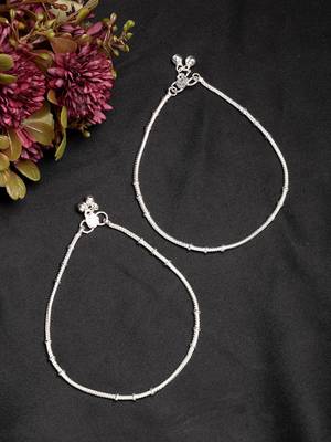  women's pair of 2 silver-plated anklets 2