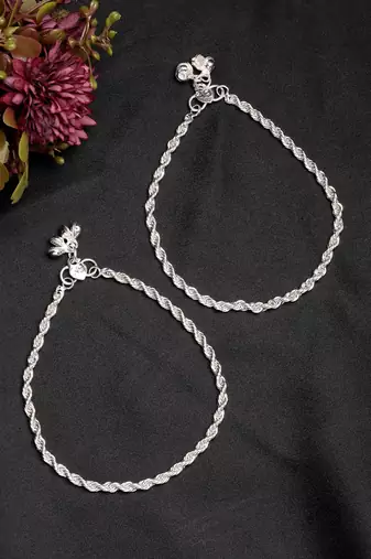  women's pair of 2 silver-plated anklets