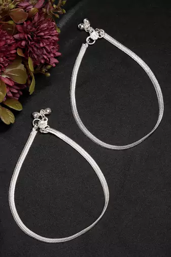  women's pair of 2 silver-plated anklets