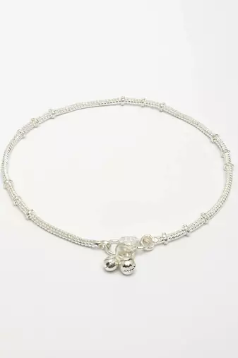  women's set of 2 silver-plated anklets