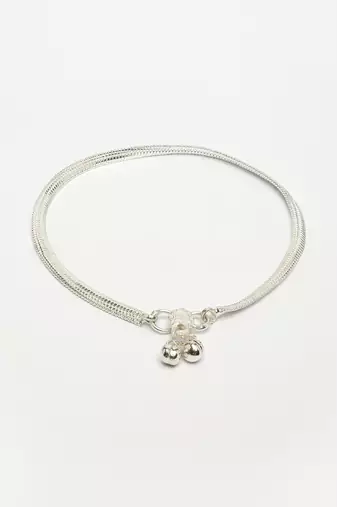  women's set of 2 silver-plated anklets