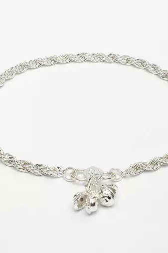 women's set of 2 silver-plated anklets