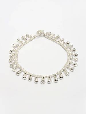  women's set of 2 silver-plated ghungroo-beaded anklets 4