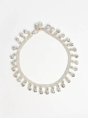  women's set of 2 silver-plated ghungroo-beaded anklets 5