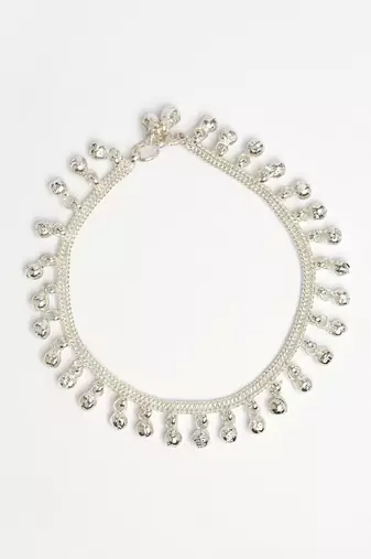  women's set of 2 silver-plated ghungroo-beaded anklets