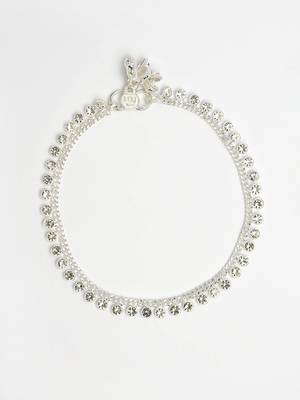  women's set of 2 silver-plated artificial stone studded anklets 3