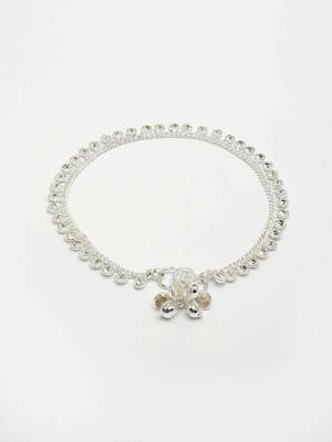  women's set of 2 silver-plated artificial stone studded anklets 5