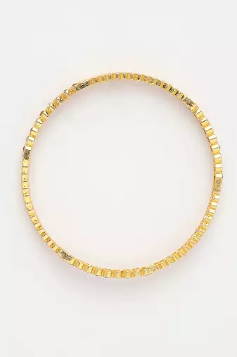  women's set of 2 gold-plated cubic zirconia stone studded bangles