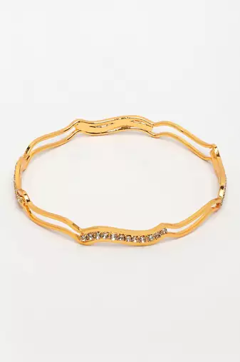  women's set of 4 gold-plated cubic zirconia stone studded bangles